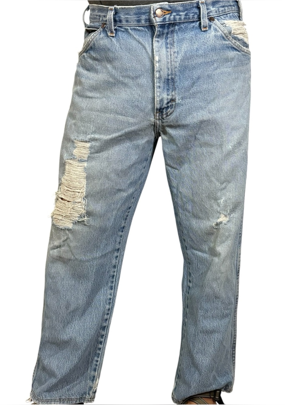 Vintage Light Wash Distressed Jeans 34x30 Skater Grunge Y2K Workwear